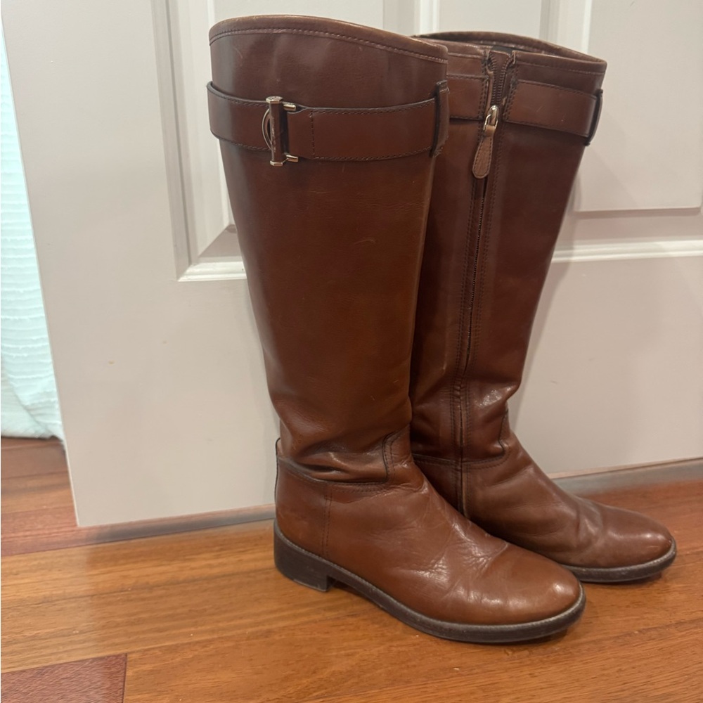 Brown Leather Knee-High Boots